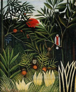  Naive Painting - landscape with monkeys Henri Rousseau Post Impressionism Naive Primitivism